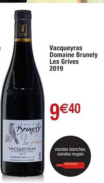 vacqueyras domaine brunely les grives 2019