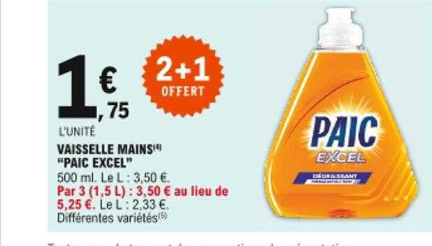 Vaisselle Mains "paic Excel"