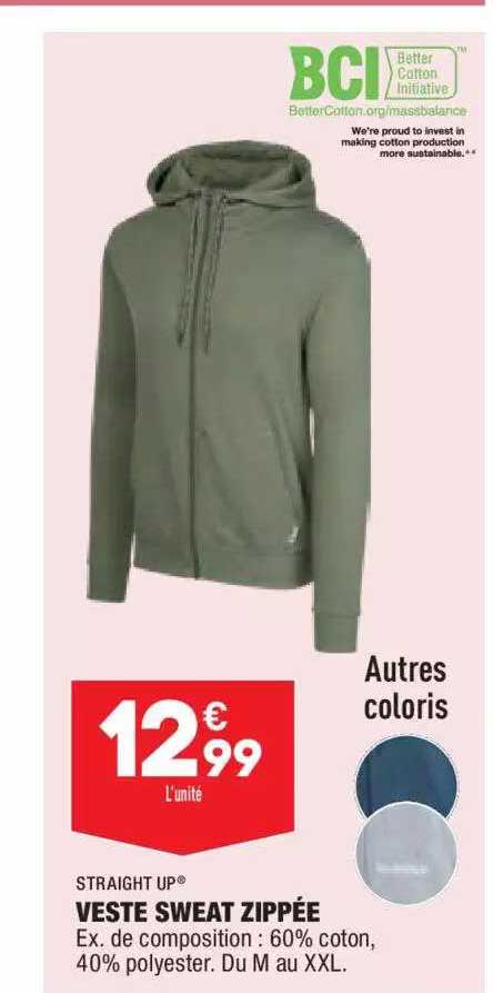 veste sweat zippée straight up