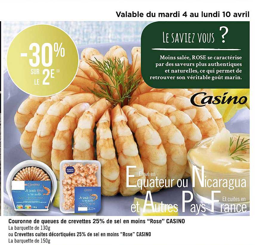 Couronne De Queues De Crevettes 25% De Sel En Moins "rose" Casino