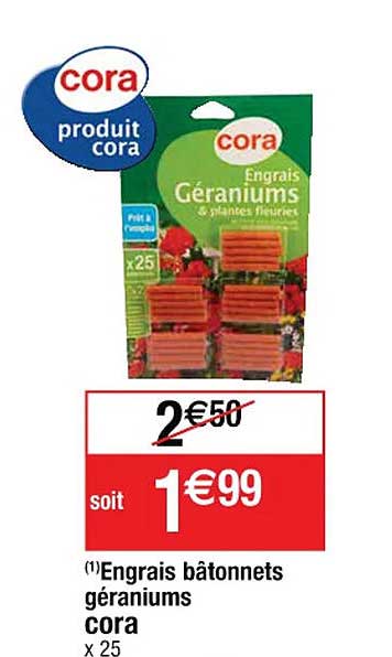 engrais bâtonnets géraniums cora