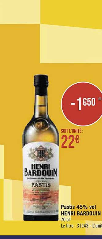 pastis 45% vol henri bardouin