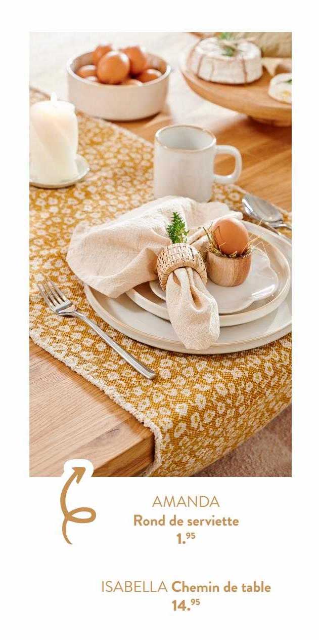 rond de serviettes amanda, chemin de table isabella