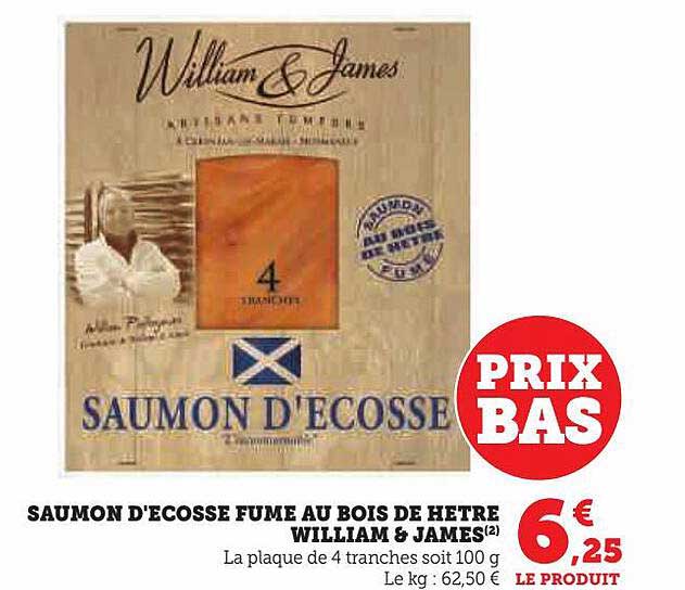 saumon d'écosse fumé au bois de hêtre william & james