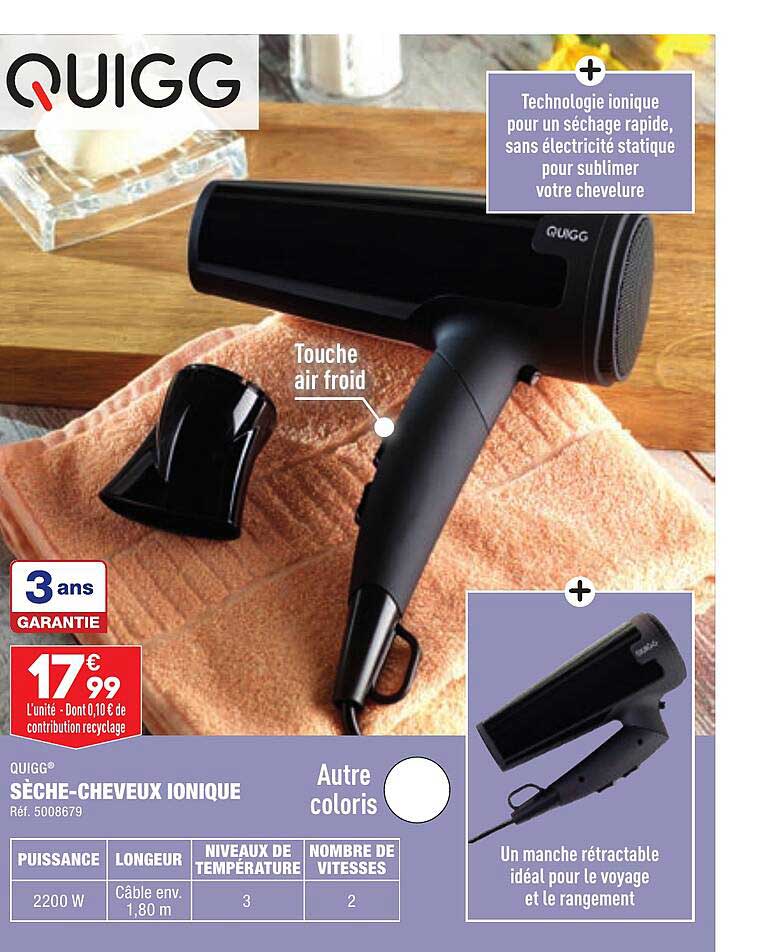 sèche-cheveux ionique quigg