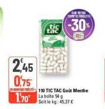 110 tic tac goût menthe