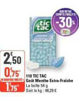 110 tic tac goût menthe extra-fraîche