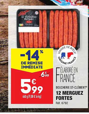12 merguez fortes boucherie st-clément