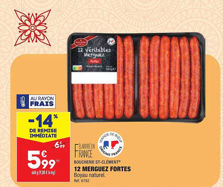 12 merguez fortes boucherie st-clément