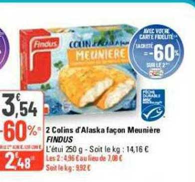 2 colins d'alaska façon meunière findus