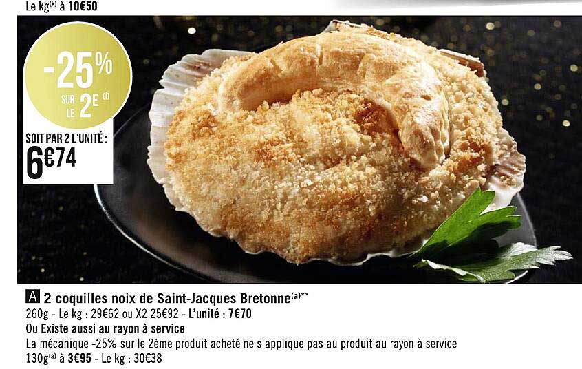 2 coquilles noix de saint-jacques bretonne