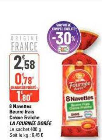 8 navettes beurre frais crème fraîche la fournée dorée