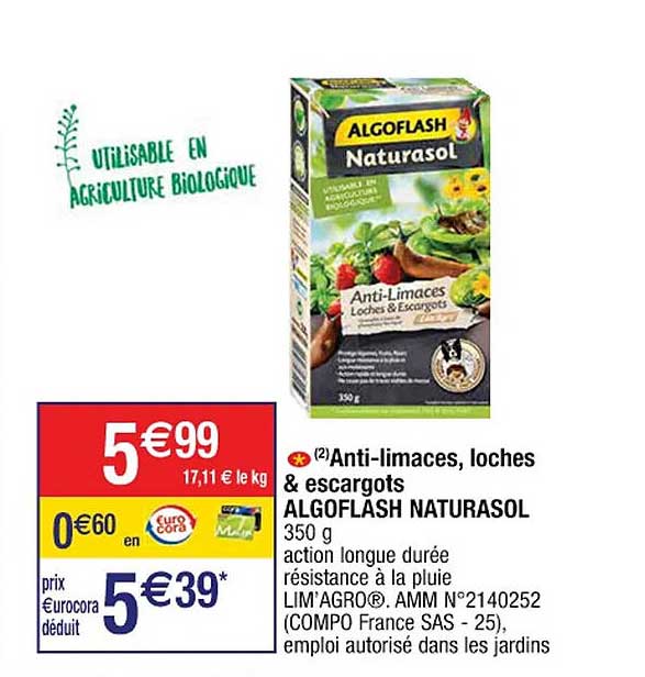 anti-limaces, loches & escargots algoflash naturasol