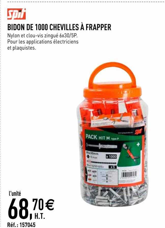 bidon de 1000 chevilles à frapper spit
