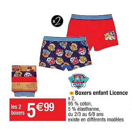 boxers enfant licence paw patrol
