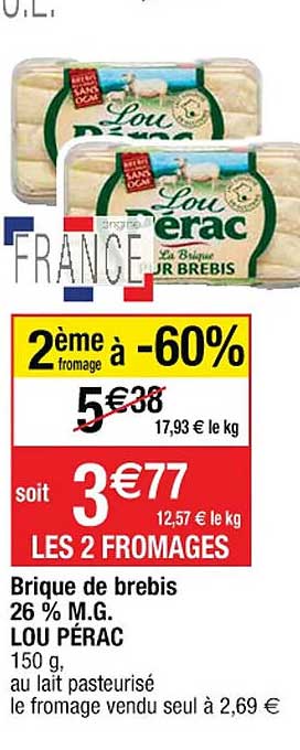 brique de brebis 26% m.g. lou pérac