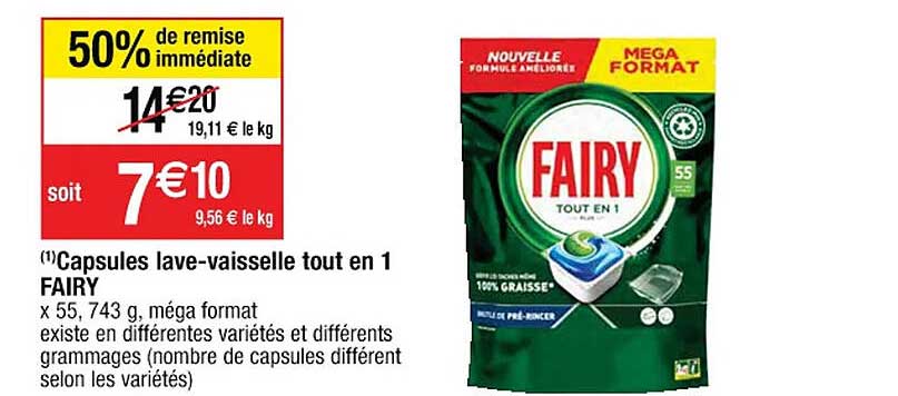 capsules lave-vaisselle tout en 1 fairy
