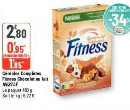 céréales complètes fitness chocolat au lait nestlé
