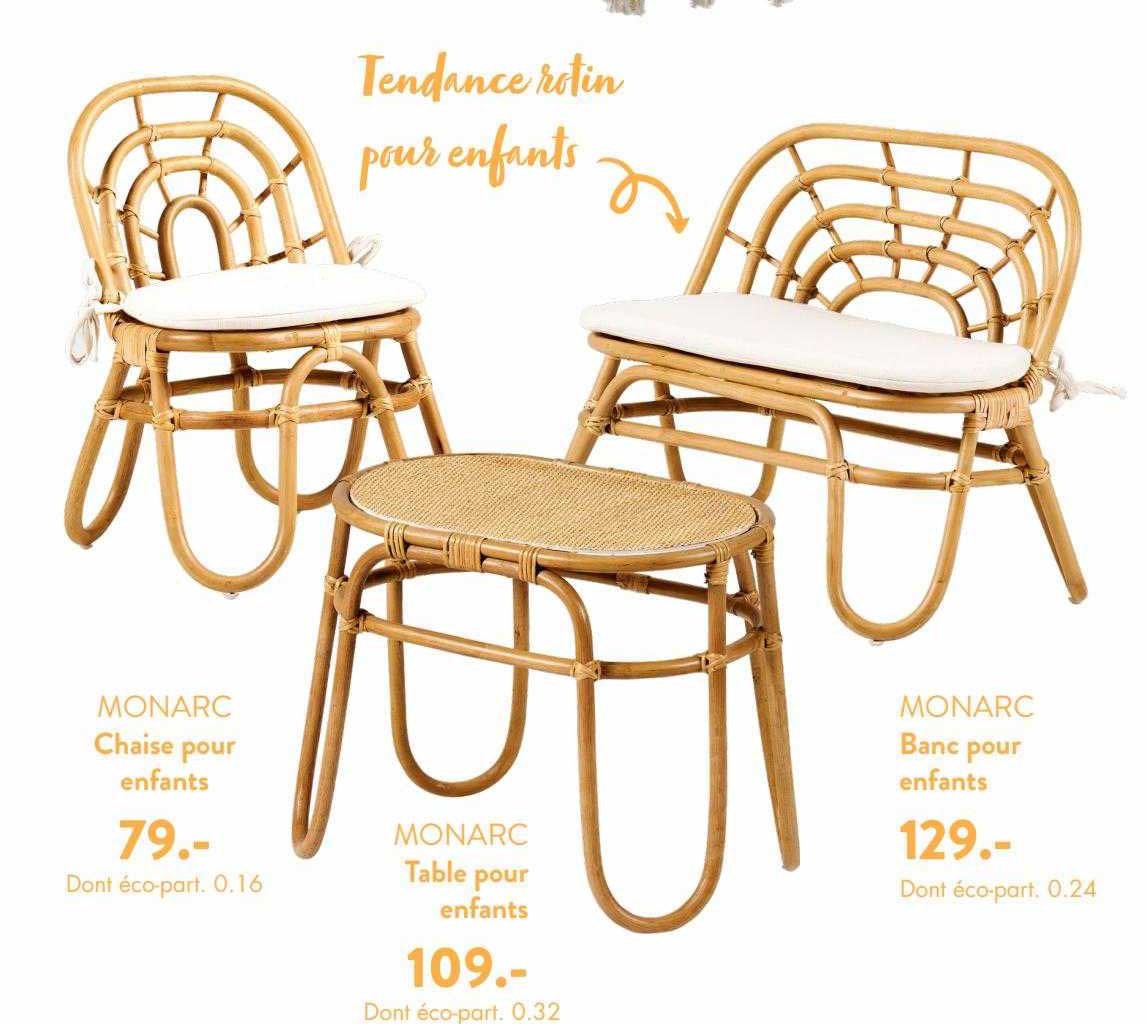 Chaise Pour Enfants Monarc, Table Pour Enfants Monarc, Banc Pour Enfants Monarc