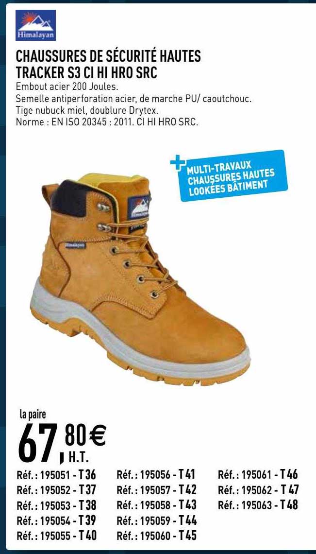 chaussures de sécurité hautes tracker s3 ci hi hro src