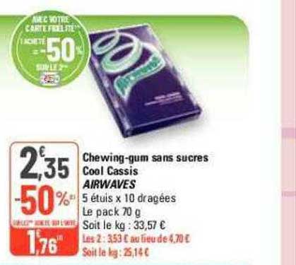 chewing-gum sans sucres cool cassis airwaves