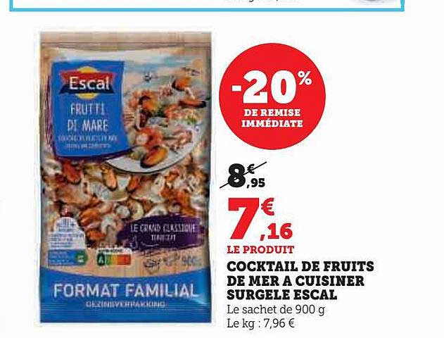 cocktail de fruits de mer à cuisiner surgelé escal