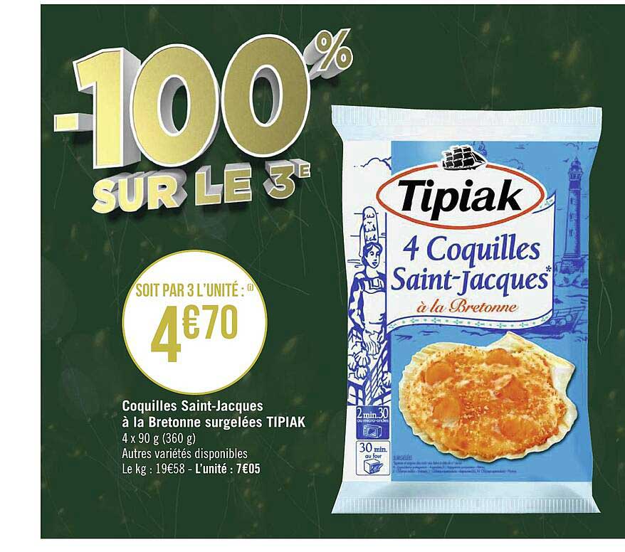 coquilles saint-jacques à la bretonne surgelées tipiak
