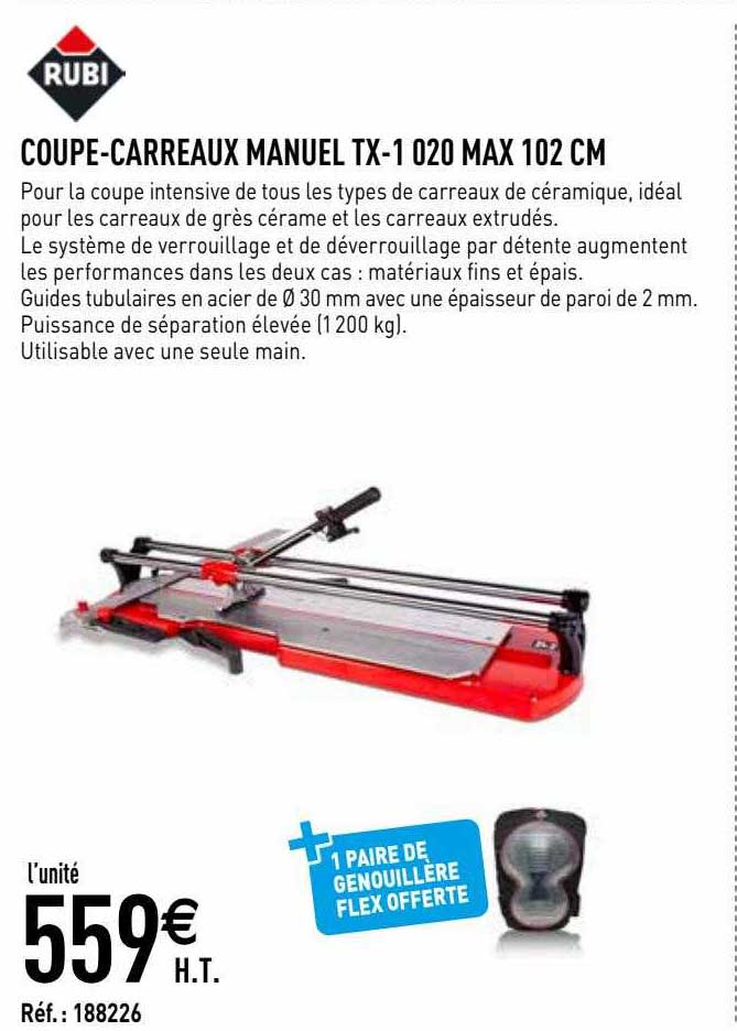 coupe-carreaux manuel tx-1 020 max 102 cm rubi