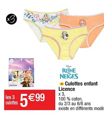 culottes enfant licence la reine des neiges