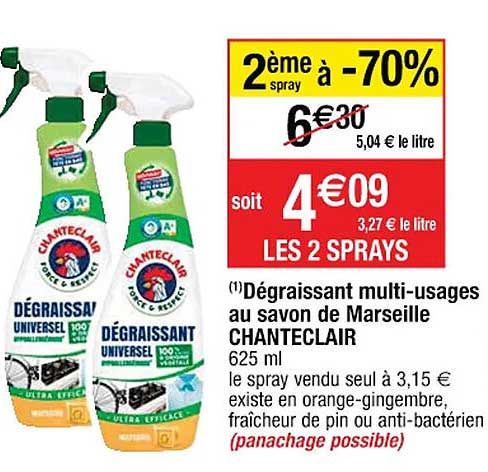 dégraissant multi-usages au savon de marseille chanteclair