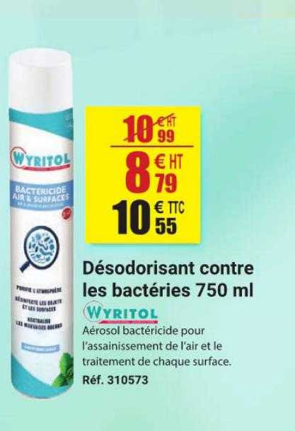 désodorisant contre les bactéries 750ml wyritol