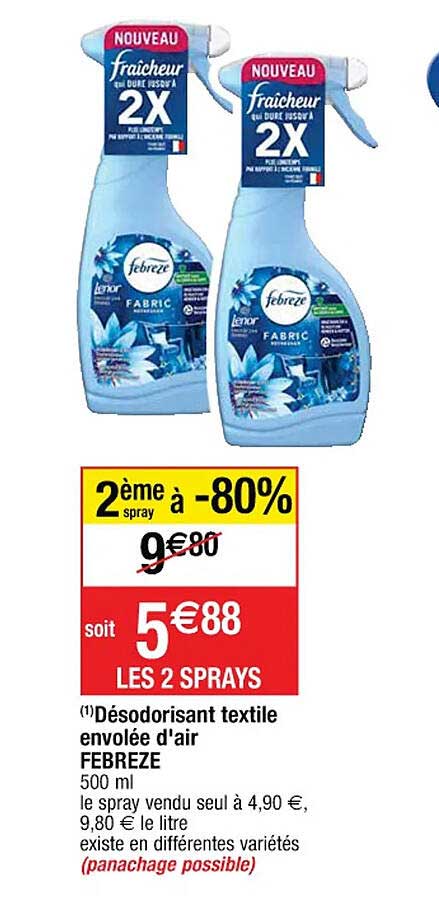 désodorisant textile envolée d'air febreze