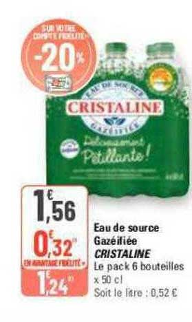 eau de soucre gazéifiée cristaline