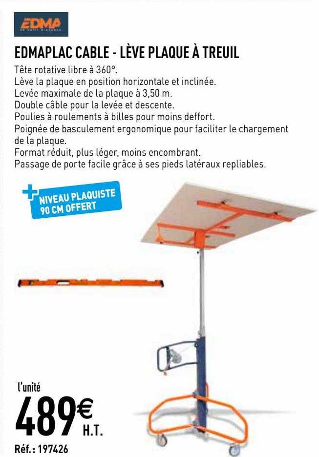 edmaplac câble - lève plaque à treuil edma