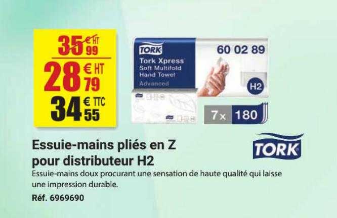 essuie-mains pliés en z pour distributeur h2 tork
