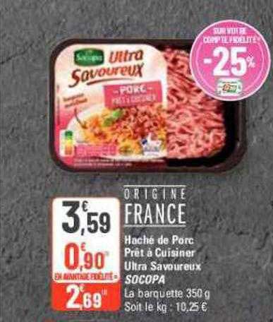 haché de porc prêt à cuisiner ultra savoureux socopa