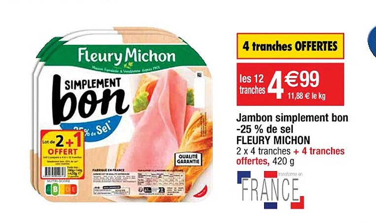 jambon simplement bon -25% de sel fleury michon