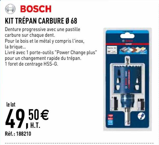 kit trépan carbure ø 68 bosch