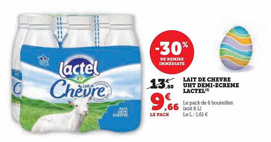 lait de chèvre uht demi-écrémé lactel