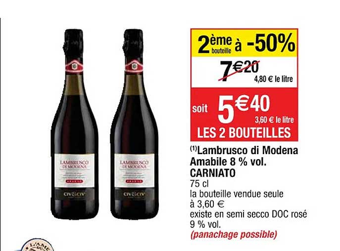 lambrusco di modena amabile 8% vol. carniato