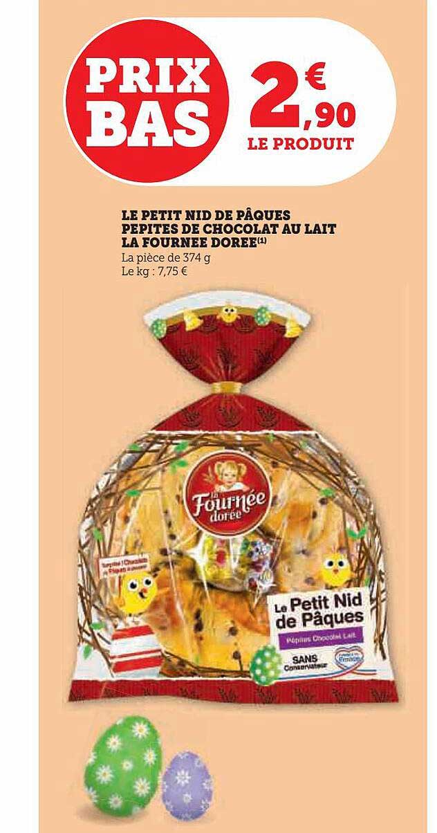 le petit nid de pâques pépites de chocolat au lait la fournée dorée