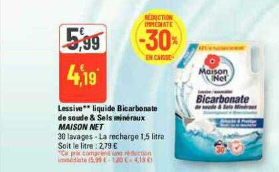 lessive liquide bicarbonate de soude & sels minéraux maison net