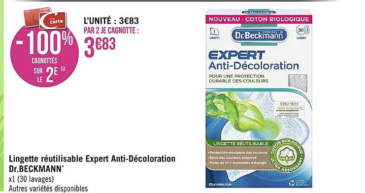 lingette réutilisable expert anti-décoloration dr.beckmann