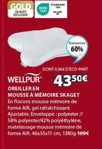 Oreiller En Mousse à Mémoire Skaget Wellpur