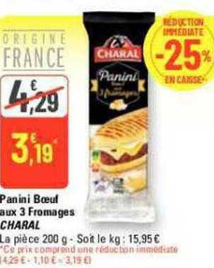 Panini Bœuf Aux 3 Fromages Charal