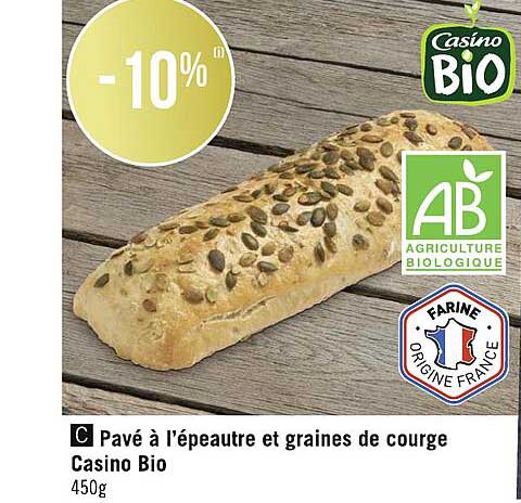 pavé à l'épeautre et graines de courge casino bio