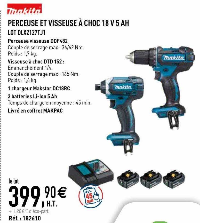perceuse et visseuse à choc 18v 5Ah makita