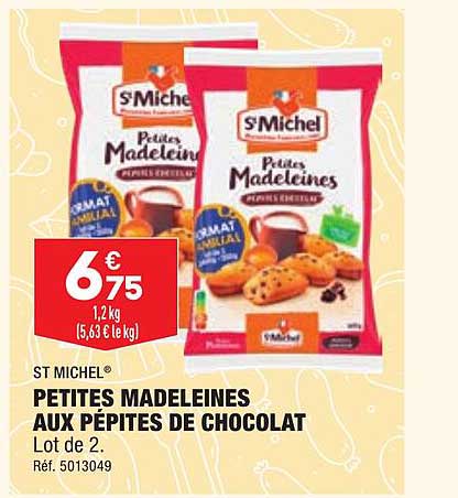 petites madeleines aux pépites de chocolat st michel