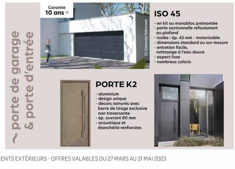 porte de garage & porte d'entrée iso 45, porte k2