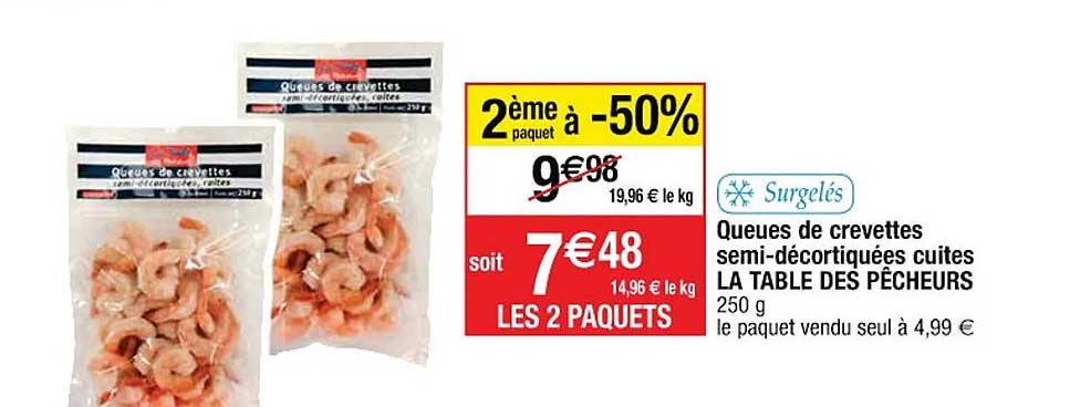 queues de crevettes semi-décortiquées cuites la table des pêcheurs